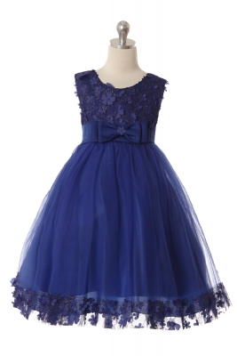 Girls Dress Style 1049 - Gorgeous Sleeveless Dress with Flower and Glitter Details in Choice of Colo